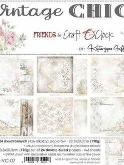 CRAFT O CLOCK 24 Papiers Scrapbooking 20 X 20 Cm Craft O Clock VINTAGE CHIC