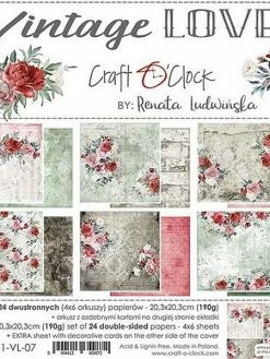 CRAFT O CLOCK 24 Papiers Scrapbooking 20 X 20 Cm Craft O Clock VINTAGE LOVE
