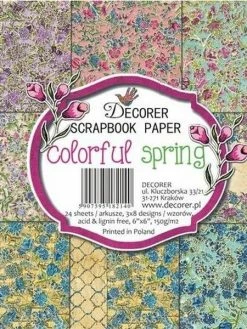 24 Papiers Scrapbooking Fantaisis 15.2 X 15.2 Cm DECORER COLORFUL SPRING