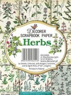 24 Papiers Scrapbooking Fantaisis 15.2 X 15.2 Cm DECORER HERBS