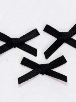 Tricot Créations 25 X Noeuds En Ruban Satin 3mm - Couleur Noir - 2315