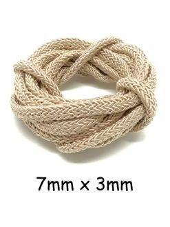 La Cuisine Des Perles 2m Cordon Tressé Plat En Polyester Beige 7mm X 3mm Pour Anse De Sac, Couture, Collier