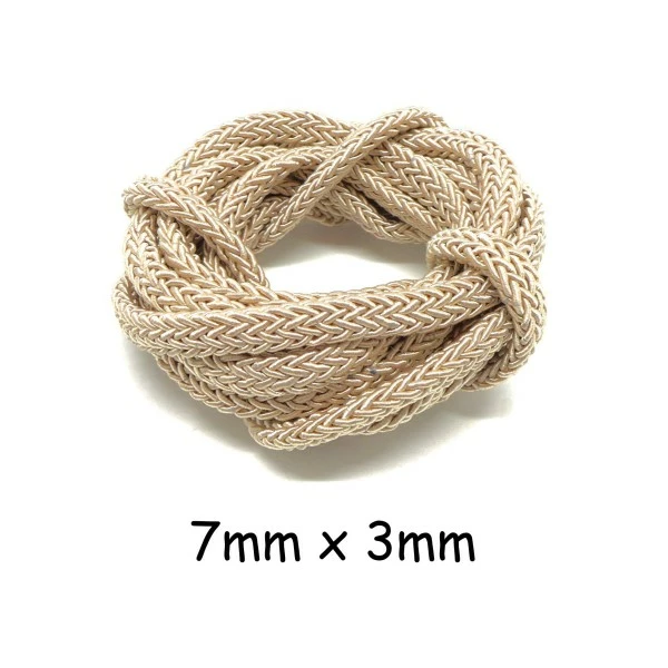 La Cuisine Des Perles 2m Cordon Tressé Plat En Polyester Beige 7mm X 3mm Pour Anse De Sac, Couture, Collier 1 La Cuisine Des Perles 2m Cordon Tressé Plat En Polyester Beige 7mm X 3mm Pour Anse De Sac, Couture, Collier