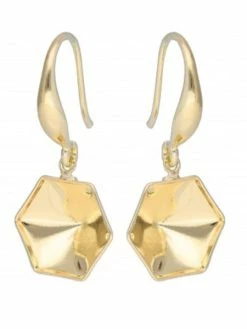 Czech Beads Exclusive 2pcs 24k Plaqué Or 4699 Kaléidoscope De L'Hexagone 11mm Métal Français Crochet Boucles D'oreilles Pa