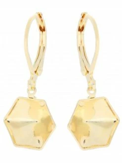 Czech Beads Exclusive 2pcs 24k Plaqué Or 4699 Kaléidoscope De L'Hexagone 11mm Métal Leverback Boucles D'oreilles Paramètre
