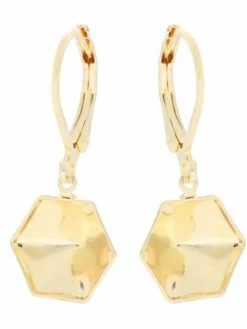Czech Beads Exclusive 2pcs 24k Plaqué Or 4699 Kaléidoscope De L'Hexagone 16mm Métal Leverback Boucles D'oreilles Paramètre
