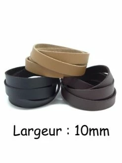 La Cuisine Des Perles 3 Lanières Cuir Synthétique De 75cm De Long De Couleur Noir, Marron Foncé Et Marron Clair En 10mm