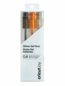 3 Stylos Gel Pailleté Noir, Or Et Argent 0,8 Mm Cricut
