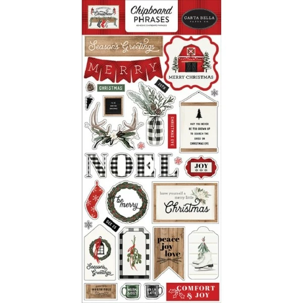 30 Chipboards Carta Bella Farmhouse Christmas 1 30 Chipboards Carta Bella Farmhouse Christmas