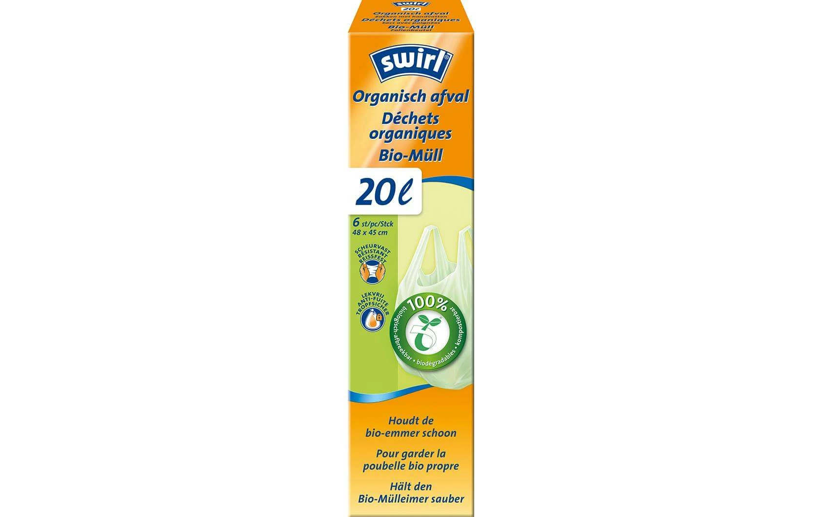 Swirl Sacs Poubelle Pour Déchets Verts 20 L, 6 Pièce/s - Sacs Poubelle 1 Swirl Sacs Poubelle Pour Déchets Verts 20 L, 6 Pièce/s - Sacs Poubelle