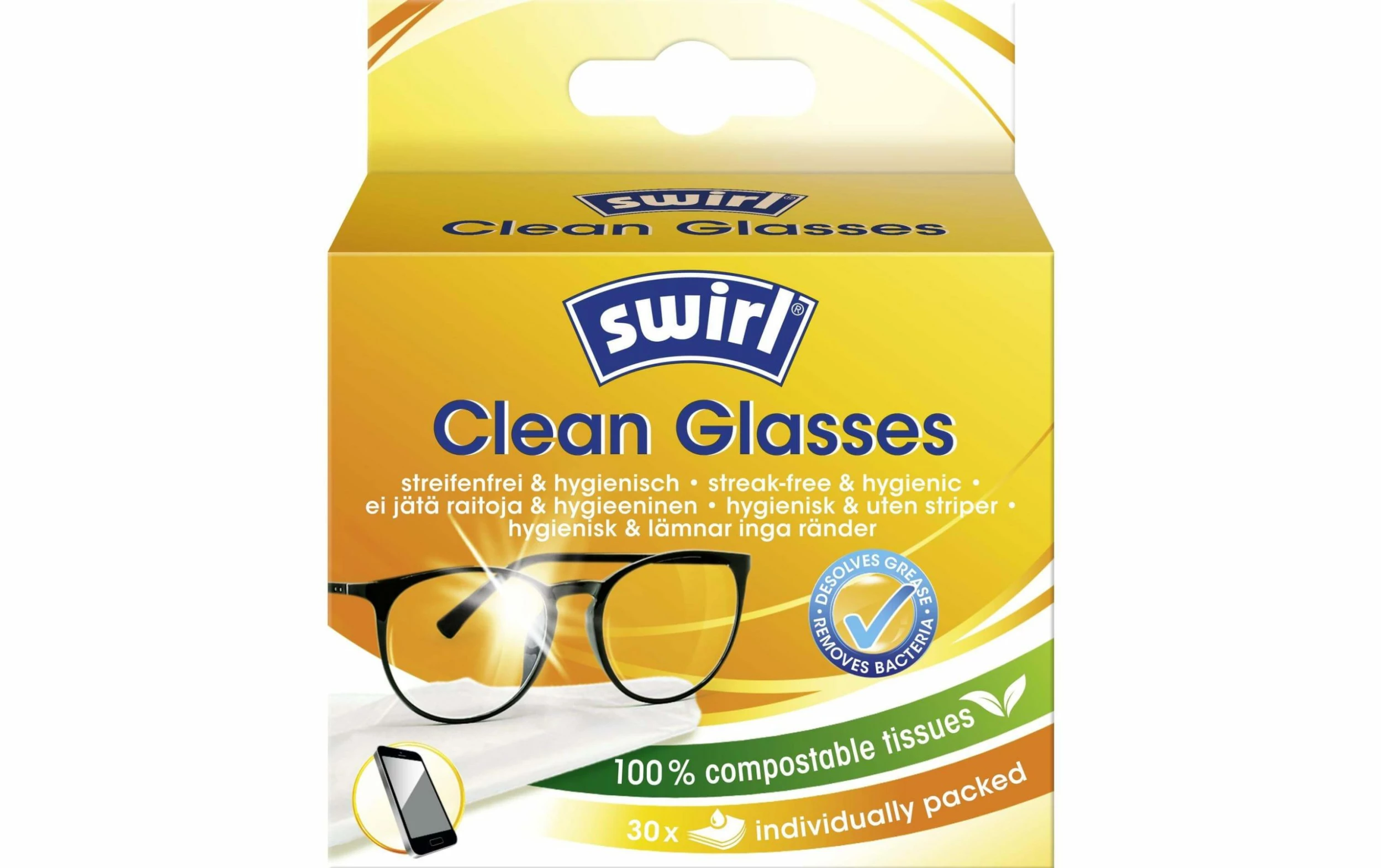 Swirl Lingettes Nettoyantes Pour Lunettes 30 Pièce/s, Blanc - Chiffon De Nettoyage 1 Swirl Lingettes Nettoyantes Pour Lunettes 30 Pièce/s, Blanc - Chiffon De Nettoyage