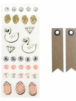 Graine Créative 31 Stickers 3D Cygnes + 20 étiquettes Kraft Fanion