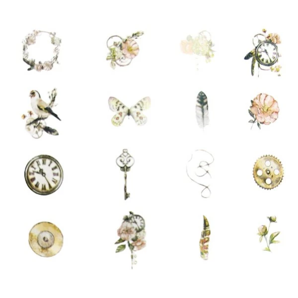 Czech Beads Exclusive 32pcs 1 Sac Vintage Fleur Horloge Oiseau De Papier Décalque De L'Artisanat Des Autocollants Scrapboo 1 Czech Beads Exclusive 32pcs 1 Sac Vintage Fleur Horloge Oiseau De Papier Décalque De L'Artisanat Des Autocollants Scrapboo
