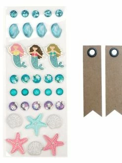 Graine Créative 33 Stickers 3D Mer + 20 étiquettes Kraft Fanion