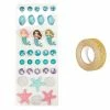 AUCUNE 33 Stickers 3D Mer + Masking Tape Doré à Paillettes 5 M