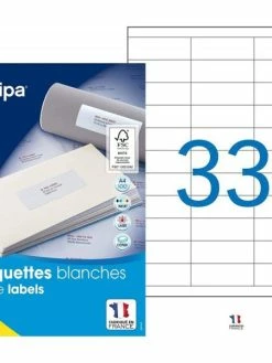 Apli Agipa 3300 Étiquettes Blanches - A4 - 70X25Mm - Multi-Usage - Agipa 119007