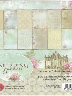 36 Papiers Scrapbooking 15,24x15,24 Cm 12 Motifs Mariage Jardin CPB-WG15 Craft&You