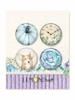 4 Badges Métal Décoration Scrapbooking 2,5 Cm LemonCraft AUTUMN TWILIGHT