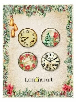 4 Badges Métal Décoration Scrapbooking 2,5 Cm LemonCraft NOEL A
