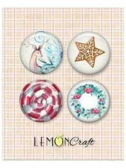 4 Badges Métal Décoration Scrapbooking 2,5 Cm LemonCraft NOEL B