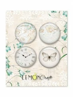 4 Badges Métal Décoration Scrapbooking 2,5 Cm LemonCraft SENTIMENTAL
