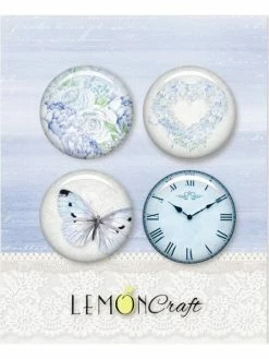 4 Badges Métal Décoration Scrapbooking 2,5 Cm LemonCraft SERENITY