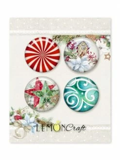 4 Badges Métal Décoration Scrapbooking 2,5 Cm LemonCraft THIS CHRISTMAS