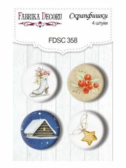 FABRIKA DECORU 4 Badges Métal Décoration Scrapbooking Fabrika Décoru AWAITING CHRISTMAS 358