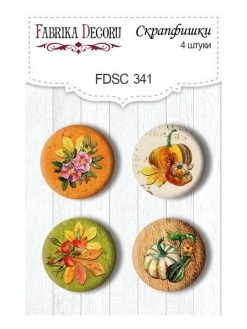 FABRIKA DECORU 4 Badges Métal Décoration Scrapbooking Fabrika Décoru BOTANY AUTUMN 341