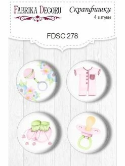 FABRIKA DECORU 4 Badges Métal Décoration Scrapbooking Fabrika Décoru PUFFY FLUFFY GIRL 278