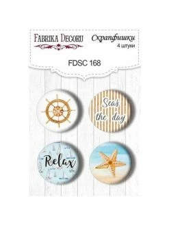 FABRIKA DECORU 4 Badges Métal Décoration Scrapbooking Fabrika Décoru SEA BREEZE 168