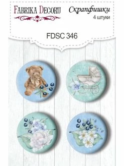 FABRIKA DECORU 4 Badges Métal Décoration Scrapbooking Fabrika Décoru SHABBY BABY BOY 346