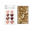 Rico Design 4 Feuilles D'Autocollants Coeurs Brillants Rose Doré + 150 Punaises Dorées