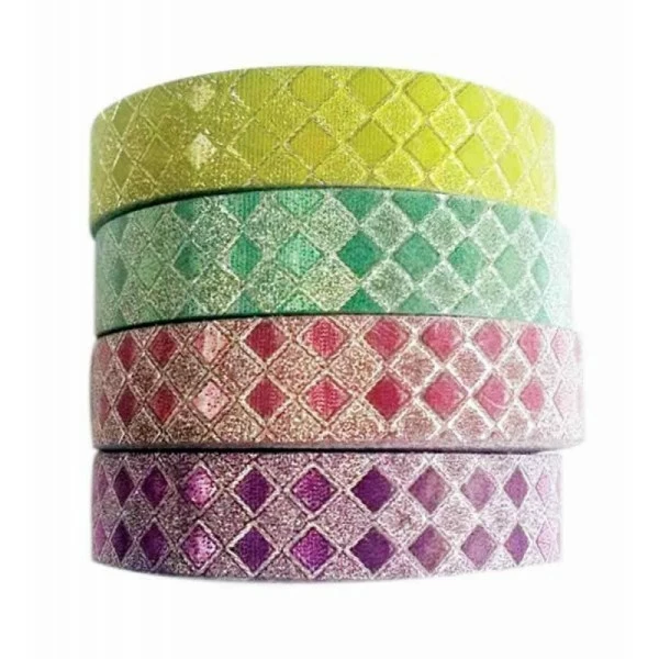 4 Rouleaux Adhésif Glitter Losange 10 Mm - Ctop 1 4 Rouleaux Adhésif Glitter Losange 10 Mm - Ctop