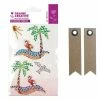 Graine Créative 4 Stickers Strass 15 X 9,5 Cm Ile Paradisiaque + 20 étiquettes Kraft Fanion