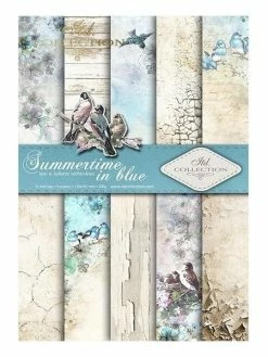 5 Papiers Scrapbooking 21 X 29.7 Cm ITD Collection SUMMERTIME IN BLUE