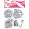 5 Tampons Acryliques Transparents Couture Scrapbooking Carterie WTK042 Stamperia