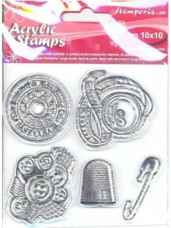 5 Tampons Acryliques Transparents Couture Scrapbooking Carterie WTK042 Stamperia