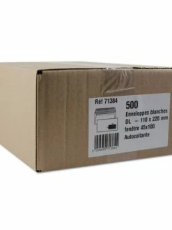500 Enveloppes Blanches Dl FenĂȘtre 45X100Mm Autocollante 110X220Mm Gpv 71384