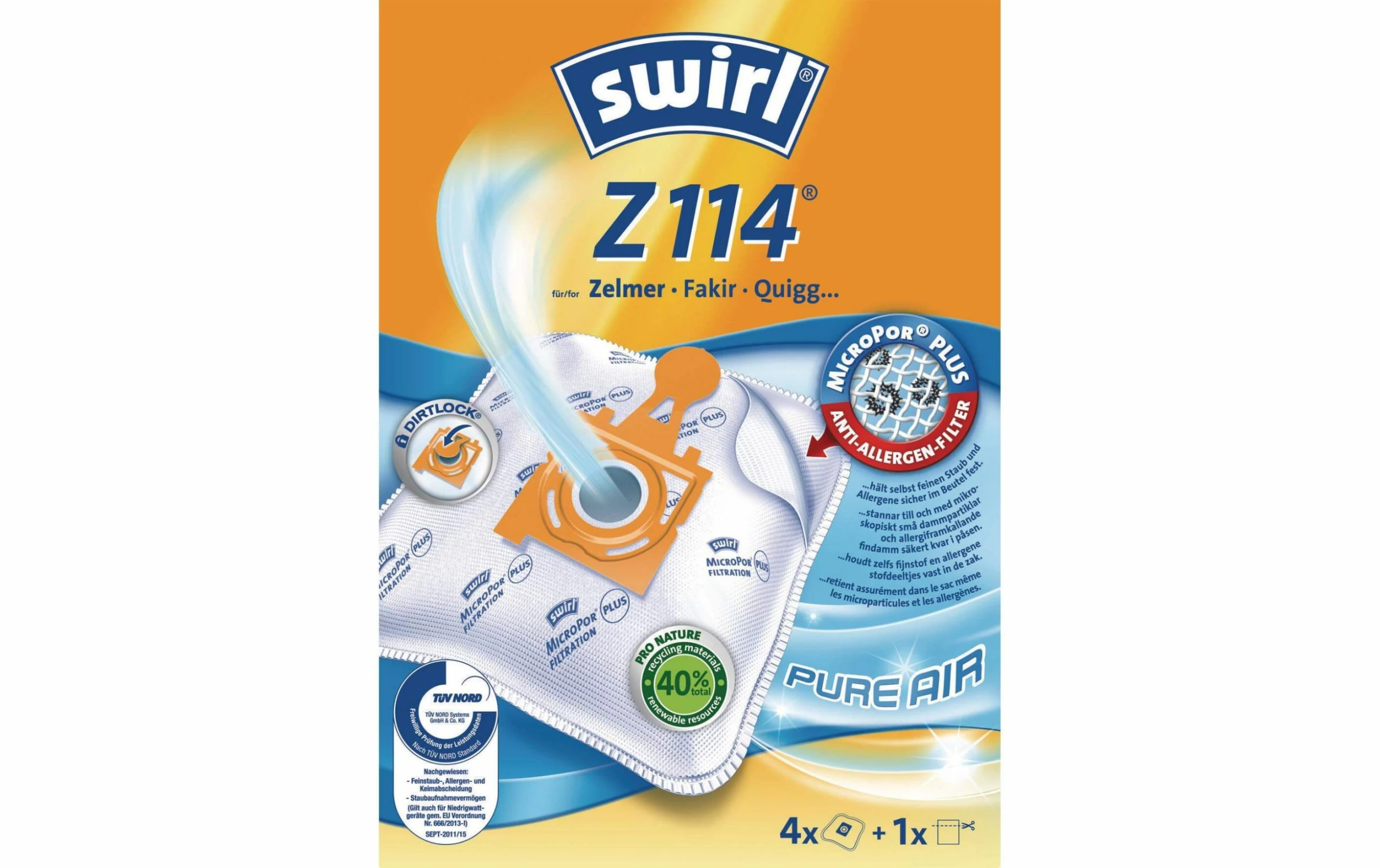 Swirl Sac Filtrant Pour Aspirateur Z 114 4 Pièce/s - Sac à Poussière 1 Swirl Sac Filtrant Pour Aspirateur Z 114 4 Pièce/s - Sac à Poussière