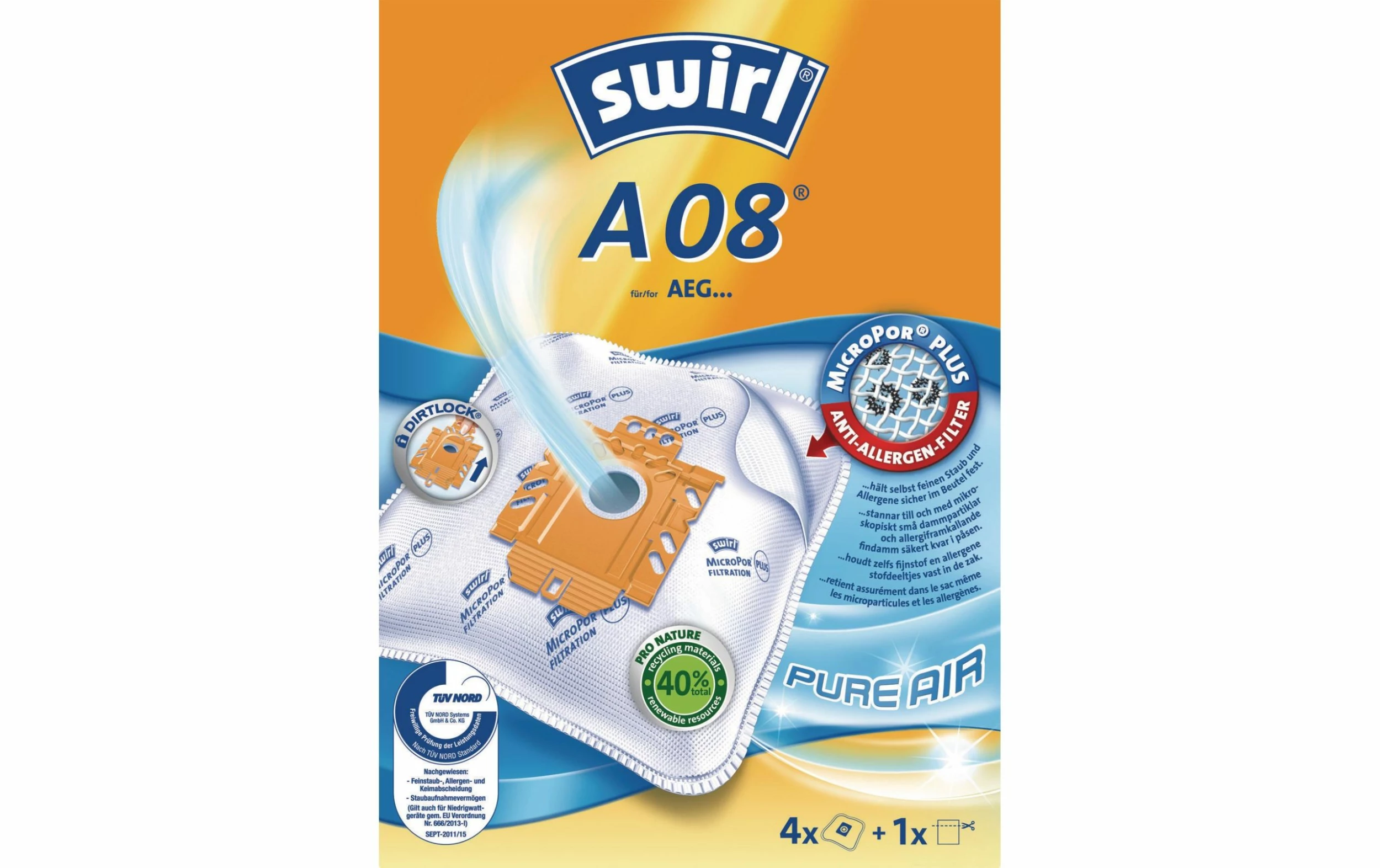 Swirl Sac Filtrant Pour Aspirateur A 08 4 Pièce/s - Sac à Poussière 1 Swirl Sac Filtrant Pour Aspirateur A 08 4 Pièce/s - Sac à Poussière