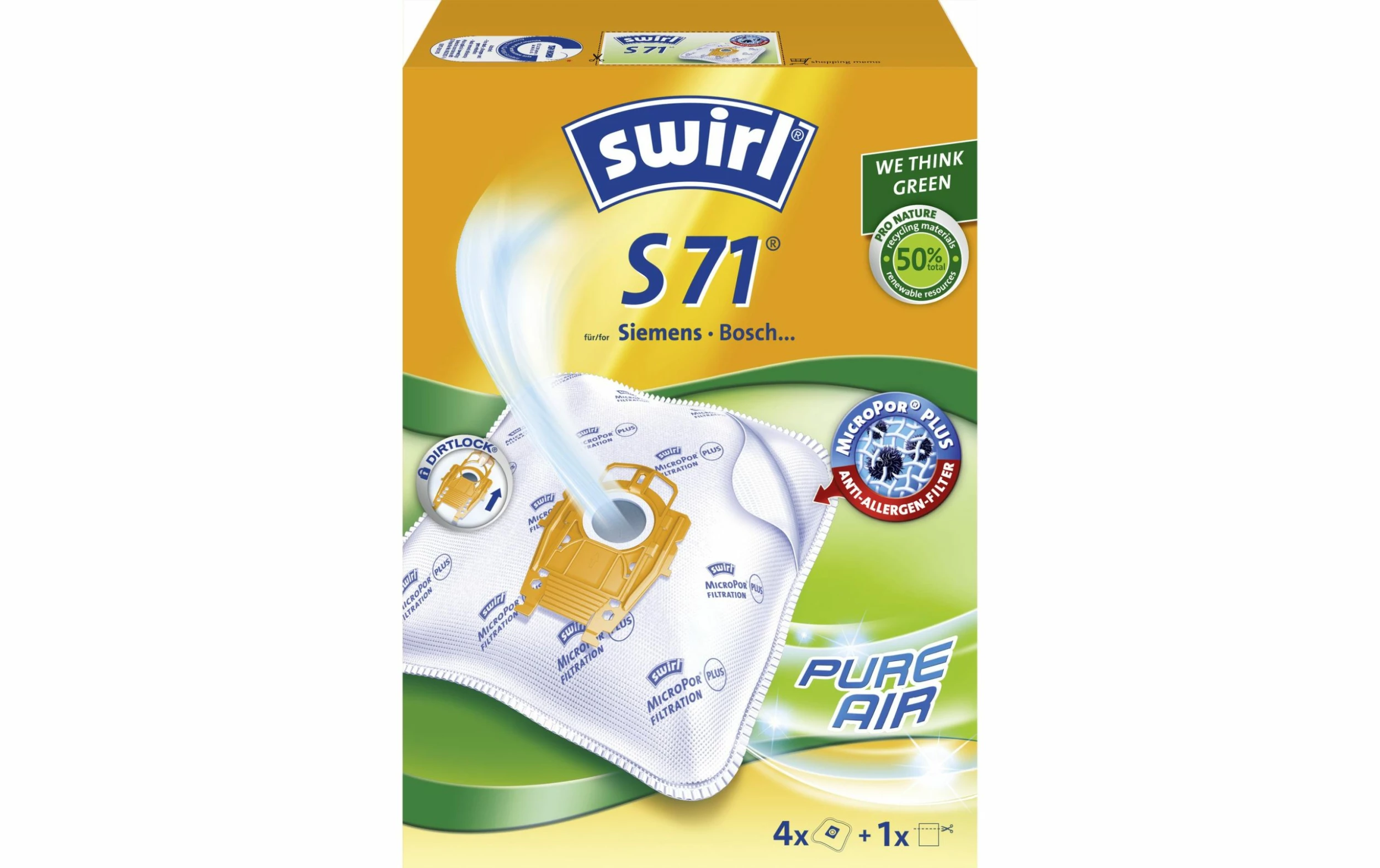 Swirl Sac Filtrant Pour Aspirateur S 71 4 Pièce/s - Sac à Poussière 1 Swirl Sac Filtrant Pour Aspirateur S 71 4 Pièce/s - Sac à Poussière