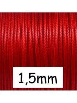 La Cuisine Des Perles 5m Cordon Polyester Enduit 1,5mm Souple Imitation Cuir Rouge Brillant