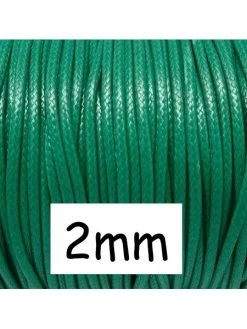 La Cuisine Des Perles 5m Cordon Polyester Enduit 2mm Souple Imitation Cuir Vert Herbe Coton Ciré