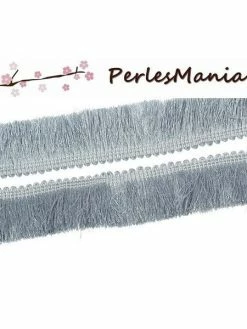 Perlesmania 5m GALON FRANGE EN COTON GRIS CREATION POMPONS 25mm S1164894