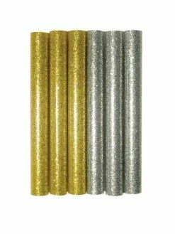 Rayher 6 Recharges Sticks Pailletés Or Et Argent Pour Pistolet à Colle Chaude, Diam 10 Mm, 10 Cm