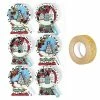 AUCUNE 6 Stickers 3D De Noël Boules De Neige 5 Cm + Masking Tape Doré à Paillettes 5 M