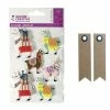 Graine Créative 6 Stickers 3D Lama 6 Cm + 20 étiquettes Kraft Fanion