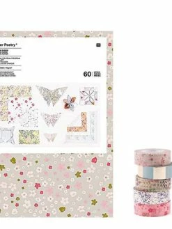 Rico Design 60 Feuilles Pour Origami + 5 Masking Tapes 10 M - Bouquet Floral Sauvage