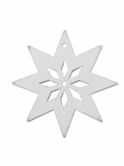 Czech Beads Exclusive 6pc White Star En Bois Découpé - Noël Flocon De Neige, Art De Noël, En Étoile, En Arbre, De Bell, De